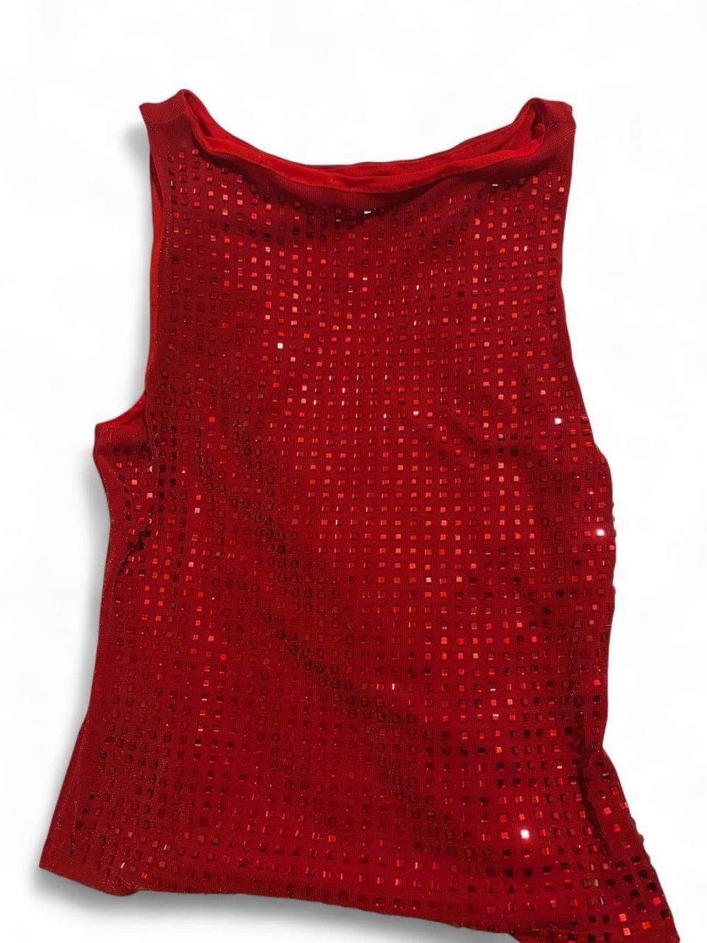 Red Sequin Tank Top - Women's Sleeveless Party Top